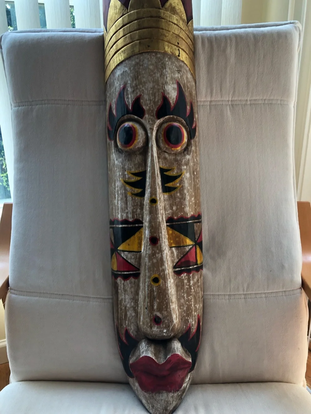 Hand Carved Indonesian Wooden Mask Bali Lombok Tribal Wall